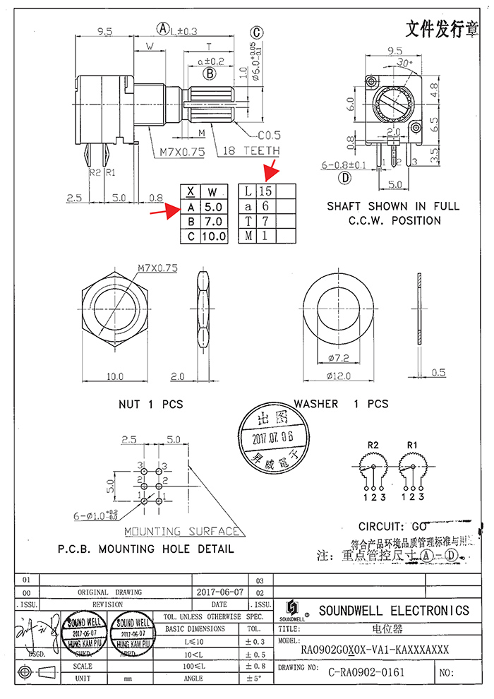 RA09雙聯電位器規(guī)格書